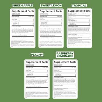 Clean Simple Eats Greens Variety 10 Pack, Greens Powder Mix, Packed with Superfoods Chlorella & Spirulina, Includes 5 Delicious Flavors: Peachy, Green Apple, Raspberry Lemonade, Sweet Lemon & Tropical