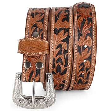 F&L CLASSIC mens Western full grain Leather belt Strap w/Snaps for Interchangeable Buckles, USA,