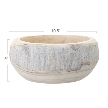 Bloomingville Hand-Carved Wood Bowl for Elegant Decor