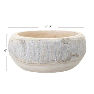 Bloomingville Hand-Carved Wood Bowl for Elegant Decor