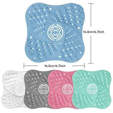 Shower Drain Hair Catcher 5 Pack Durable Silicone Drain Covers with Suction Cup Hair Catcher Shower Drain Hair Stopper Easy to Install and Clean Suit for Bathroom Bathtub and Kitchen