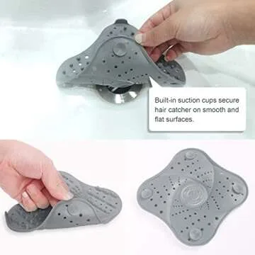 Shower Drain Hair Catcher 5 Pack Durable Silicone Drain Covers with Suction Cup Hair Catcher Shower Drain Hair Stopper Easy to Install and Clean Suit for Bathroom Bathtub and Kitchen