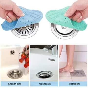 Shower Drain Hair Catcher 5 Pack Durable Silicone Drain Covers with Suction Cup Hair Catcher Shower Drain Hair Stopper Easy to Install and Clean Suit for Bathroom Bathtub and Kitchen