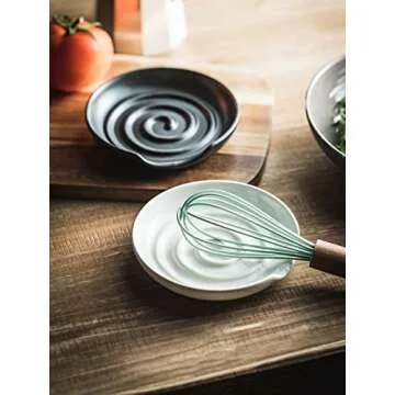 Cormomu Spoon Holder, Ceramic Spoon Rest for Stove Top, Utensil Holder for Spatula, Coffee Spoon, Spoon Cradle, Kitchen Accessories for Stove, Christmas Gifts, White