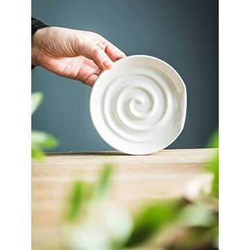 Cormomu Spoon Holder, Ceramic Spoon Rest for Stove Top, Utensil Holder for Spatula, Coffee Spoon, Spoon Cradle, Kitchen Accessories for Stove, Christmas Gifts, White