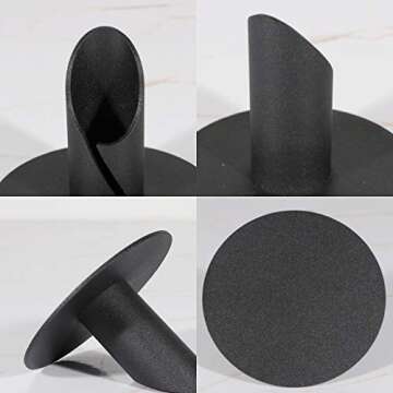 SUJUN Candle Holders Black for Taper Candle - Set of 2, Candlesticks for Living Room/Dinning Room Table Decoration Modern Art Classic Design