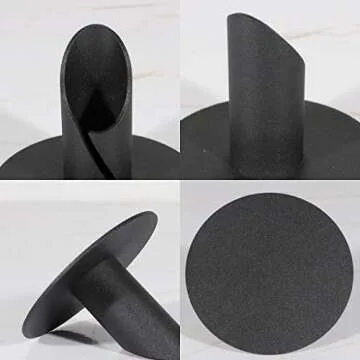 SUJUN Candle Holders Black for Taper Candle - Set of 2, Candlesticks for Living Room/Dinning Room Table Decoration Modern Art Classic Design