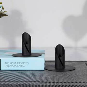SUJUN Candle Holders Black for Taper Candle - Set of 2, Candlesticks for Living Room/Dinning Room Table Decoration Modern Art Classic Design