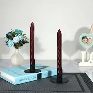 SUJUN Candle Holders Black for Taper Candle - Set of 2, Candlesticks for Living Room/Dinning Room Table Decoration Modern Art Classic Design