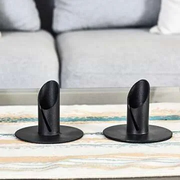 SUJUN Candle Holders Black for Taper Candle - Set of 2, Candlesticks for Living Room/Dinning Room Table Decoration Modern Art Classic Design
