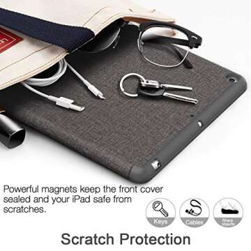 Soke Case Fits for iPad 6th/5th Generation with Pencil Holder - [Full Body Protection + Auto Wake/Sleep], Shockproof Soft TPU Back Cover for Apple iPad 9.7 inch 2018/2017, Dark Grey