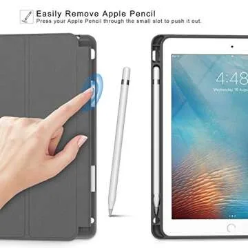 Soke Case Fits for iPad 6th/5th Generation with Pencil Holder - [Full Body Protection + Auto Wake/Sleep], Shockproof Soft TPU Back Cover for Apple iPad 9.7 inch 2018/2017, Dark Grey