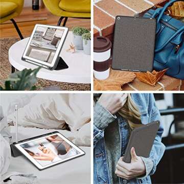 Soke Case Fits for iPad 6th/5th Generation with Pencil Holder - [Full Body Protection + Auto Wake/Sleep], Shockproof Soft TPU Back Cover for Apple iPad 9.7 inch 2018/2017, Dark Grey