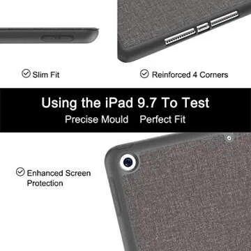 Soke Case Fits for iPad 6th/5th Generation with Pencil Holder - [Full Body Protection + Auto Wake/Sleep], Shockproof Soft TPU Back Cover for Apple iPad 9.7 inch 2018/2017, Dark Grey