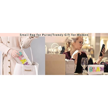Trendy Preppy GLAM Chenille Letter Makeup Bag for Women Teens