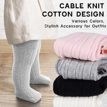 WEWINK PLUS Baby Toddler Girls Tights 3 Pack Knit Cotton Dance Leggings for Infant Girl Stockings