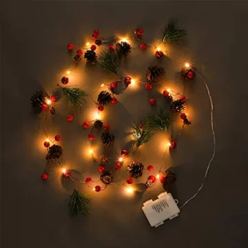 Luditek 6.5FT LED Christmas Garland with Pine Cone