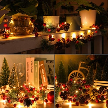 Luditek 6.5FT LED Christmas Garland with Pine Cone