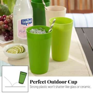 US Acrylic Newport 20 ounce Unbreakable Plastic Stackable Water Tumblers in Green Grove | Set of 12 Drinking Cups | Reusable, BPA-free, Made in the USA, Top-rack Dishwasher and Microwave Safe