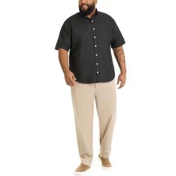 Van Heusen mens Big and Tall Wrinkle Free Short Sleeve Check Button Down Shirt, Black, X-Large Tall US