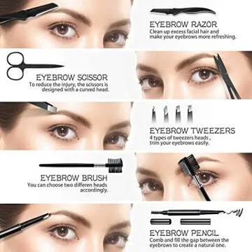 HOCOSY 8 in 1 Eyebrow Grooming Set with Travel Case