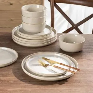 AmorArc Stoneware Dinnerware Set for 4 - Unique & Durable