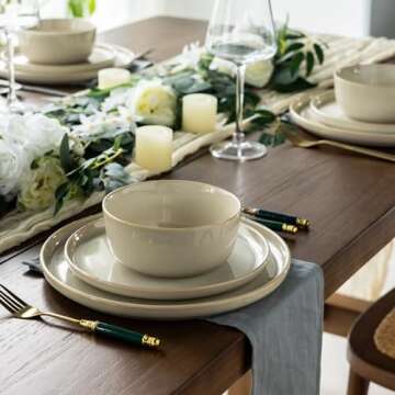 AmorArc Stoneware Dinnerware Set for 4 - Unique & Durable