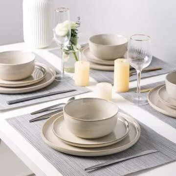 AmorArc Stoneware Dinnerware Set for 4 - Unique & Durable
