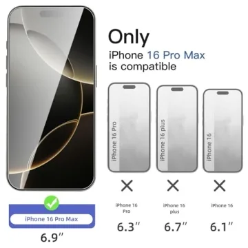3 Pack Tempered Glass Screen Protectors for iPhone 16 Pro