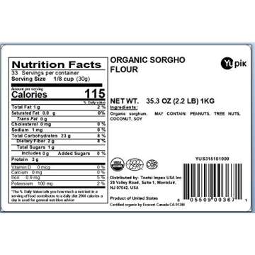 Yupik Organic Sorghum Flour, 2.2 lb