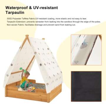 BIRASIL Triangular Sandbox with Canopy for Kids