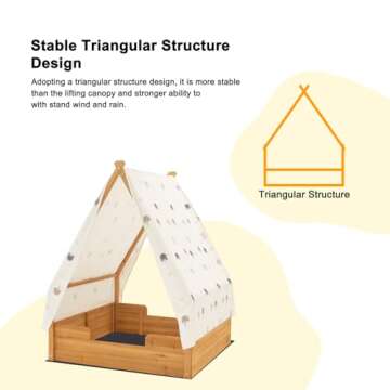 BIRASIL Triangular Sandbox with Canopy for Kids