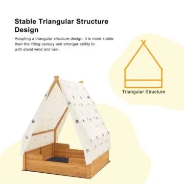 BIRASIL Triangular Sandbox with Canopy for Kids