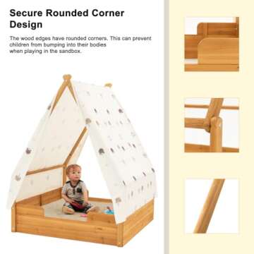 BIRASIL Triangular Sandbox with Canopy for Kids