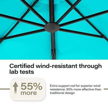 LAUSAINT HOME Outdoor Patio Umbrella with Base included, 11 FT Deluxe Curvy Cantilever Umbrella Heavy Duty Offset Hanging Umbrella with 360° Rotation for Market, Pool, Garden, Backyard, Deck (Turquoise Blue)