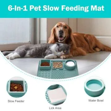 Dog Lick Mat, Dog Slow Feeder Bowl Mat, Dog Cat Licking Pad for Butter Yogurt Peanut Frozen Food, Do...