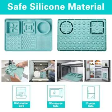 Dog Lick Mat, Dog Slow Feeder Bowl Mat, Dog Cat Licking Pad for Butter Yogurt Peanut Frozen Food, Dog Treats Feed Mat for Anxiety Relief, Dog Puzzle Enrichment Toys Silicone (Green, 11.9"x7.9")