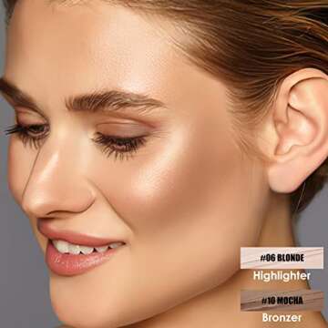 FOCALLURE 2 Pcs Mineral Cream Contour Stick,Moisturize Highlighter and Bronzer Pen,Non Stick Face Br...