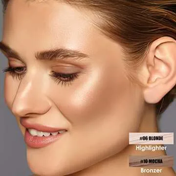 FOCALLURE 2 Pcs Mineral Cream Contour Stick,Moisturize Highlighter and Bronzer Pen,Non Stick Face Br...