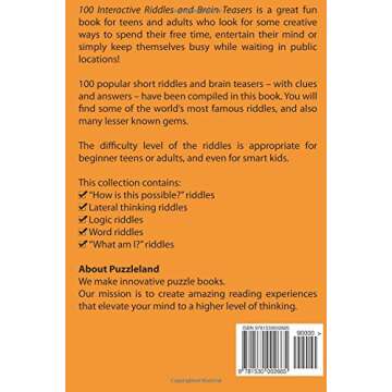 100 Interactive Riddles and Brain Teasers: The Best Short Riddles and Brainteasers With Clues for St...