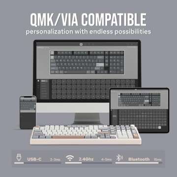 EPOMAKER Galaxy100 QMK/VIA Wireless Gaming Keyboard, Aluminum Mechanical Keyboard with PP Plate, Hot Swappable Custom Keyboard, Bluetooth/2.4Ghz/USB-C (Creamy White, Wisteria Linear Switch)