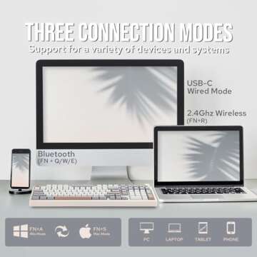 EPOMAKER Galaxy100 QMK/VIA Wireless Gaming Keyboard, Aluminum Mechanical Keyboard with PP Plate, Hot Swappable Custom Keyboard, Bluetooth/2.4Ghz/USB-C (Creamy White, Wisteria Linear Switch)