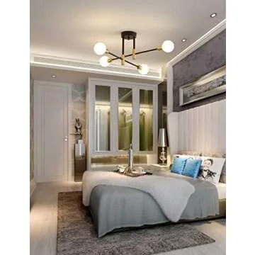 Biewalk Sputnik Chandelier Mid Century Modern Nordic Pendant Lighting 4 Lights Ceiling Light Fixture Black Light for Living Room, Kitchen, Bedroom, Dining Room