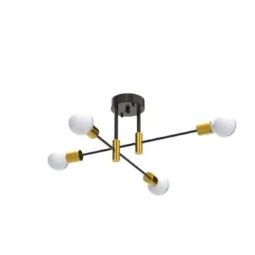 Biewalk Sputnik Chandelier Mid Century Modern Nordic Pendant Lighting 4 Lights Ceiling Light Fixture Black Light for Living Room, Kitchen, Bedroom, Dining Room