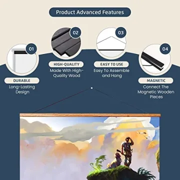 Landmass 24” Wide Magnetic Poster Hanger Frame - Stylish Display for All Art