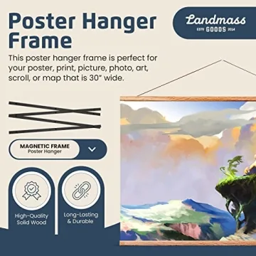 Landmass 24” Wide Magnetic Poster Hanger Frame - Stylish Display for All Art