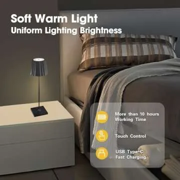 Rechargeable AZCOOKS Cordless Table Lamp with 3 Dimming Modes