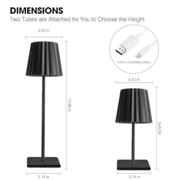 Rechargeable AZCOOKS Cordless Table Lamp with 3 Dimming Modes