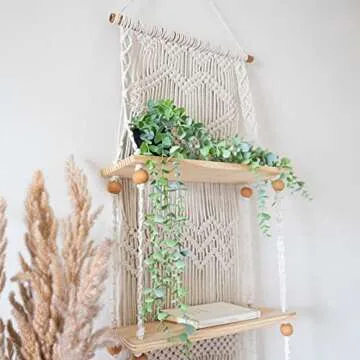 Snug Life 3-Tier Macrame Wall Hanging Shelf for Home Decor