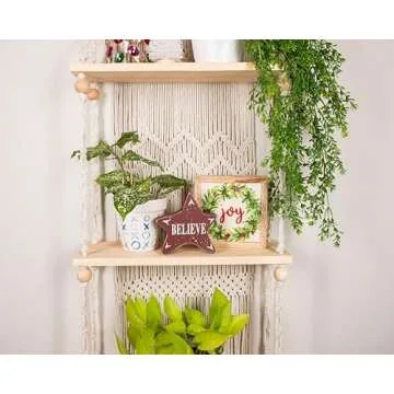 Snug Life 3-Tier Macrame Wall Hanging Shelf for Home Decor